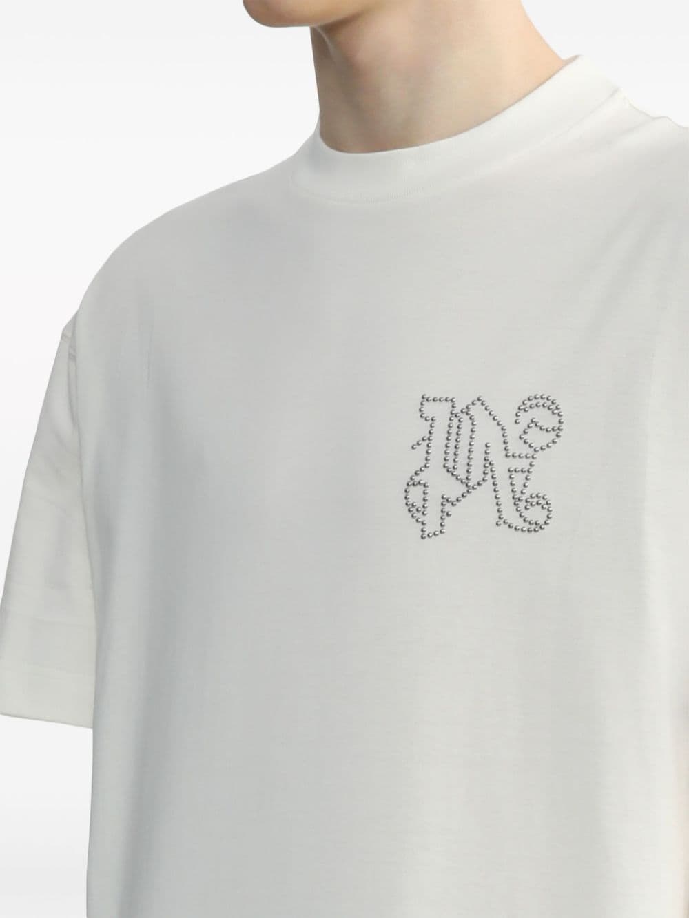 Palm Angels T-shirt met logo van studs Wit