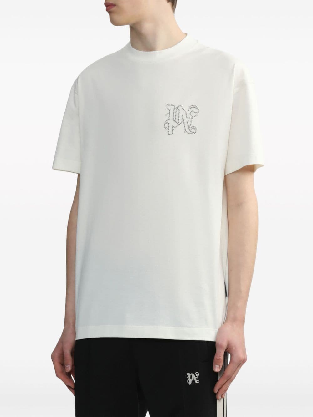 Shop Palm Angels Stud-logo T-shirt In Weiss