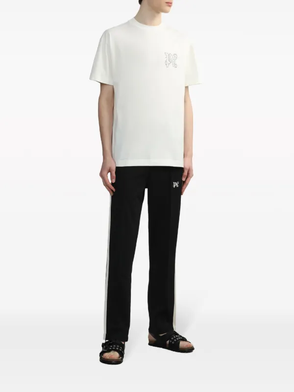 【Palm Angels】ミラノ スタッド装飾クルーネック T シャツ Palm Angels スタッズロゴ Tシャツ | ホワイト | FARFETCH JP