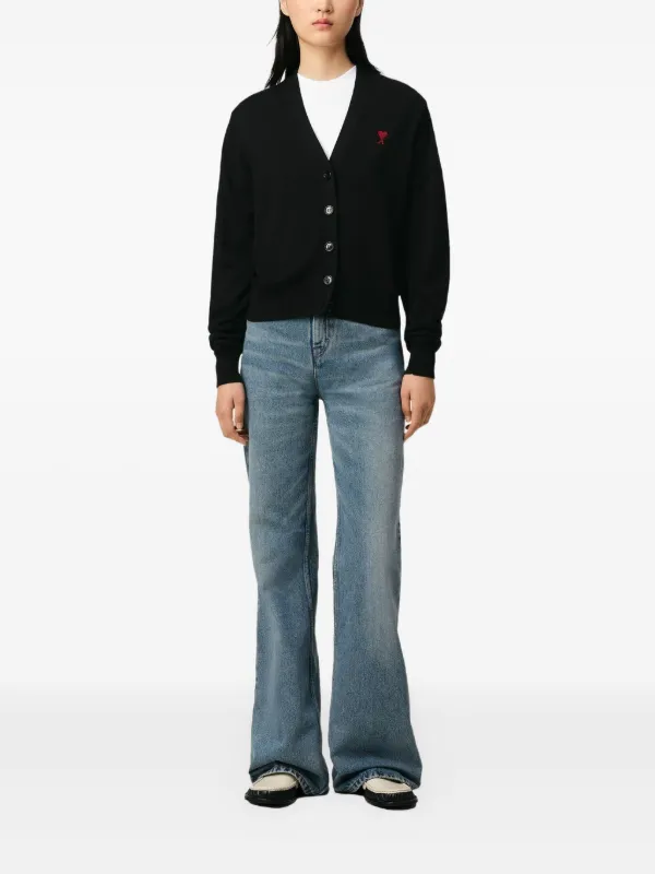 AMI Paris Ami De Coeur Cardigan | Black | FARFETCH