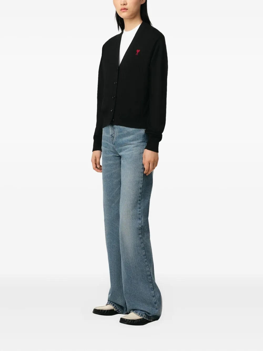  Ami Paris Ami De Coeur Cardigan - Black 