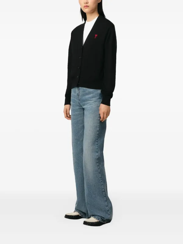 AMI Paris Ami De Coeur Cardigan | Black | FARFETCH