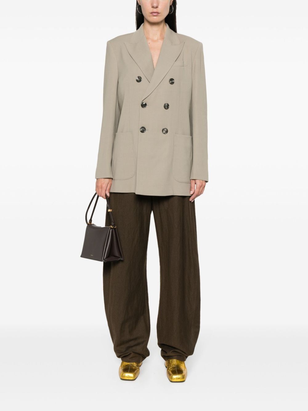 AMI Paris Blazer met dubbele rij knopen Beige