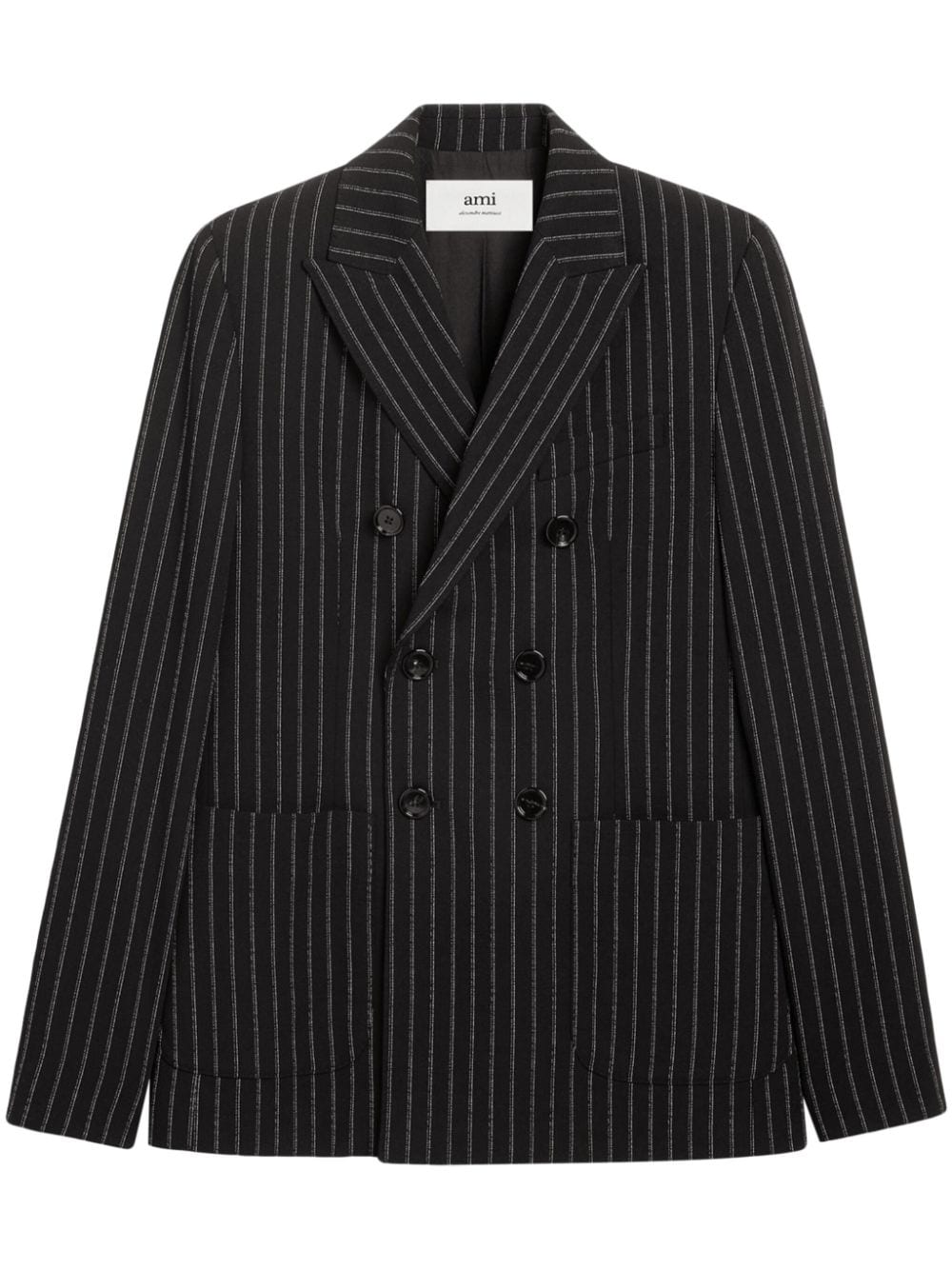 pinstripe double-breasted blazer