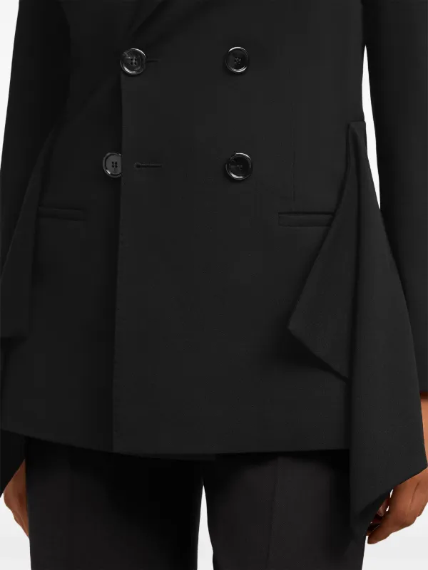 AMI Paris draped-panel Virgin Wool Blazer | Black | FARFETCH