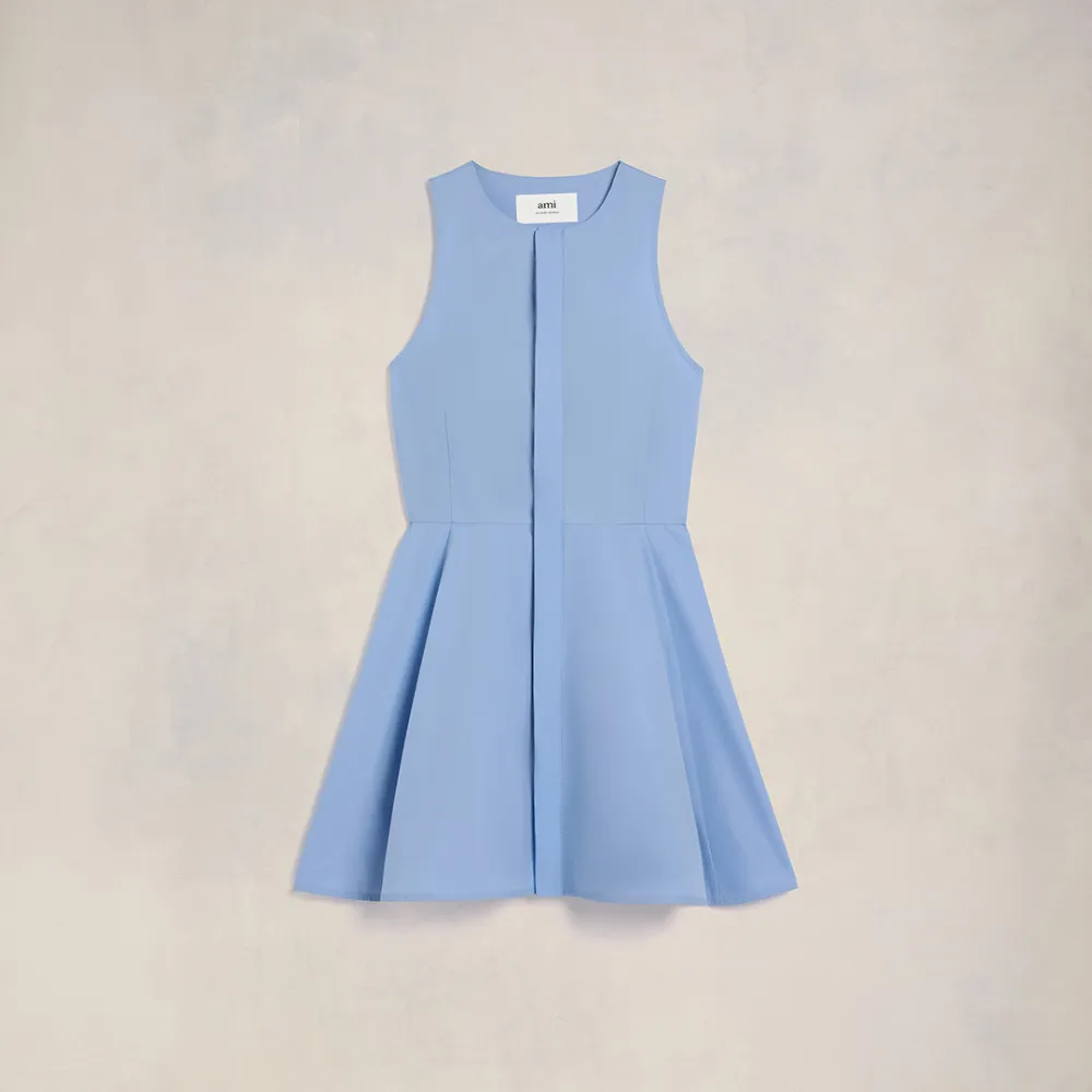 Short Dress With Hidden Tab Blue for Women - 32 - AMI Paris