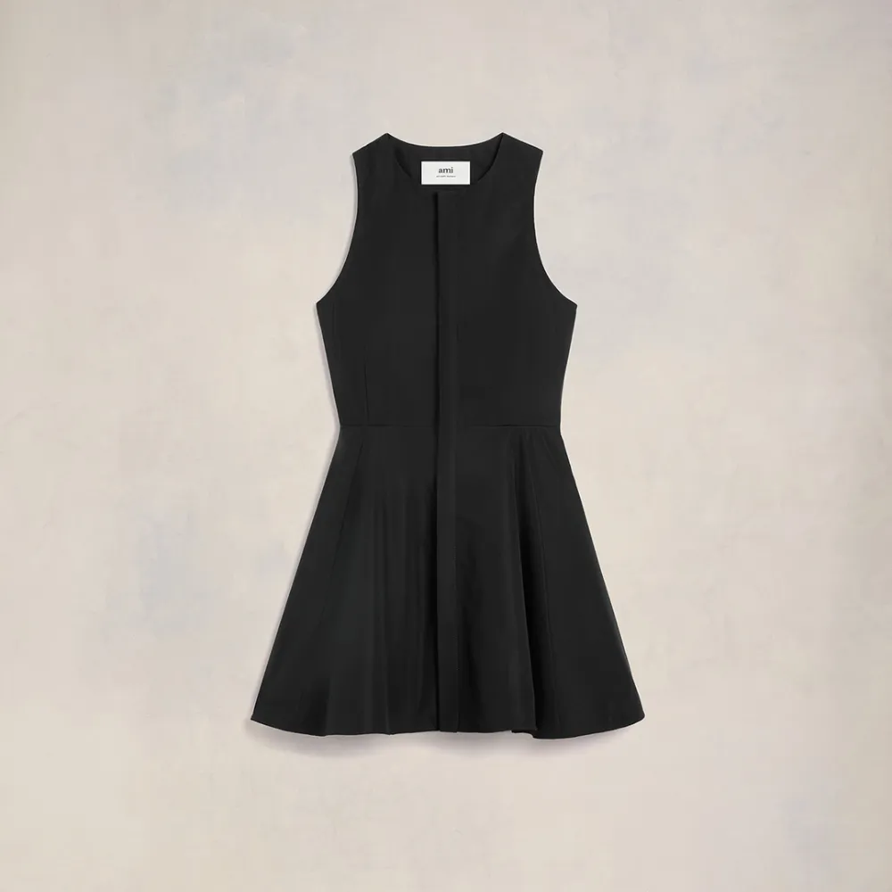 Short Dress With Hidden Tab Black for Women - 38 - AMI Paris