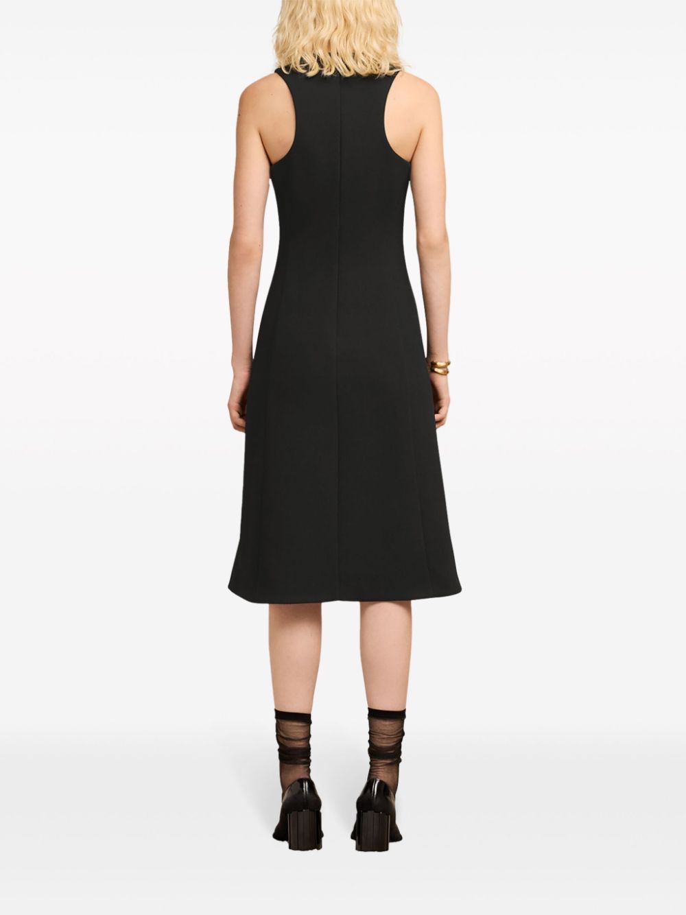 Shop Ami Alexandre Mattiussi Sleeveless Virgin-wool Midi Dress In Black