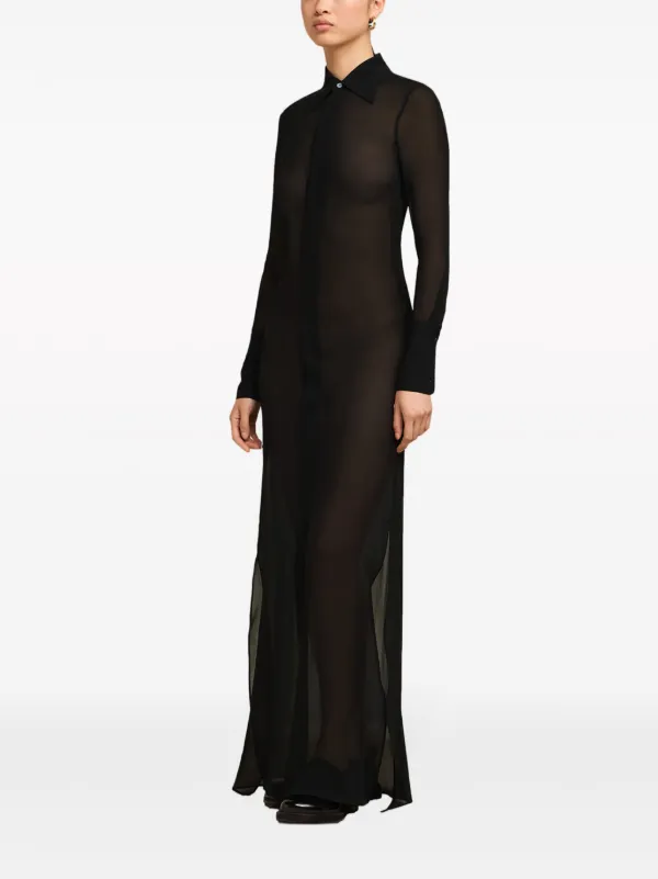 ami paris sheer dress BLACK Black Silk Mini Trapeze Dress