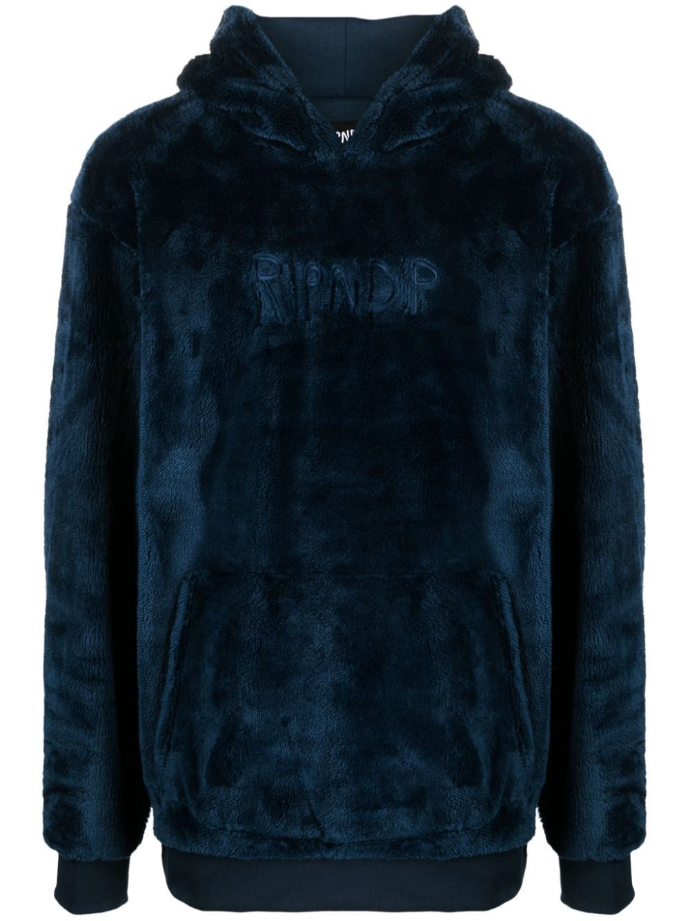 Shop Ripndip Og Logo-embroidered Velour Hoodie In Blue