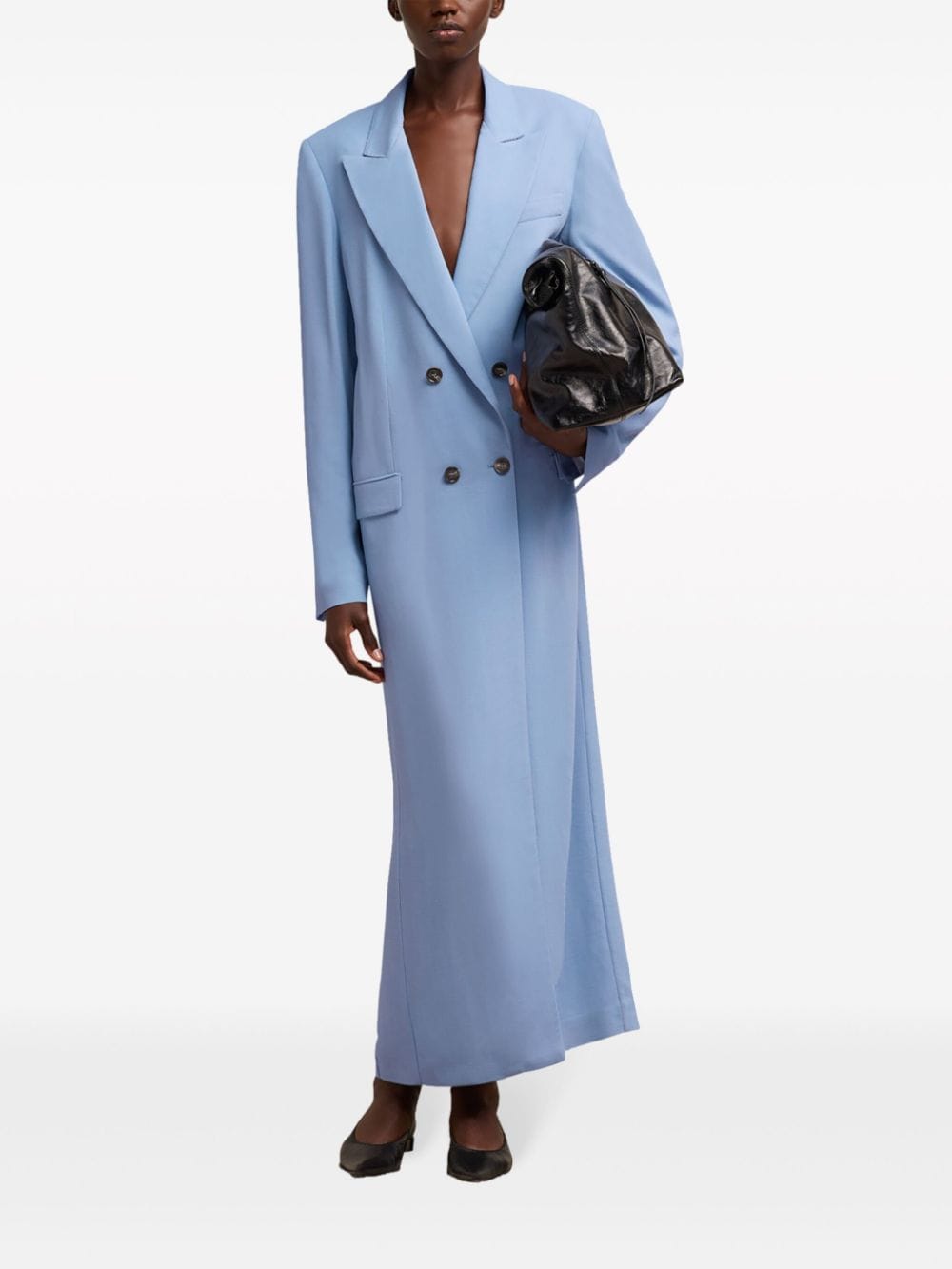 Shop Ami Alexandre Mattiussi Double-breasted Blazer Maxi Dress In Blue