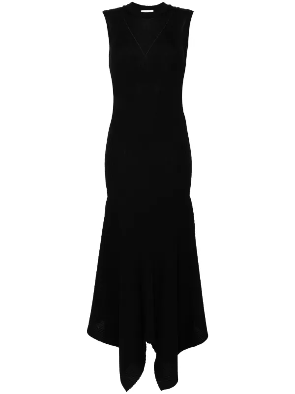 Ami Paris Godet Merino Wool Midi Dress in Black