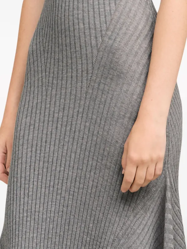 AMI Paris Asymmetric ribbed-knit Wool Dress | Grey | FARFETCH