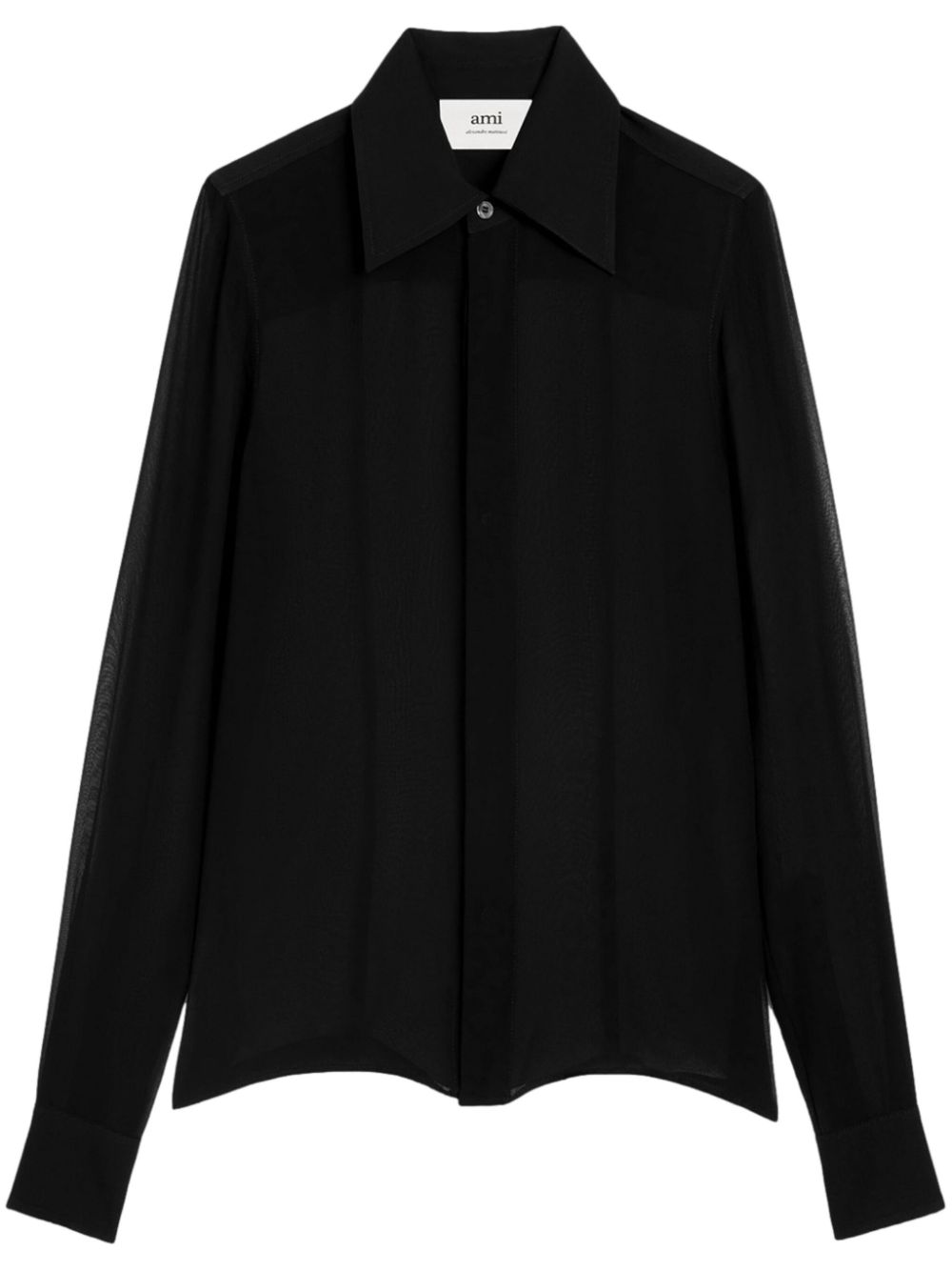 Ami Alexandre Mattiussi Sheer Silk Shirt In Black