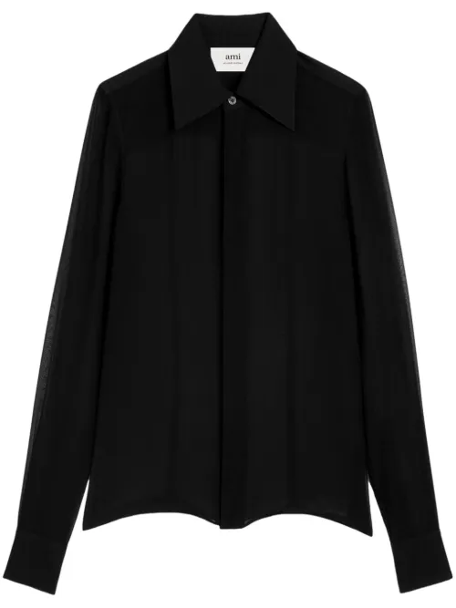 Chemise en soie à design transparent - AMI Paris - Modalova