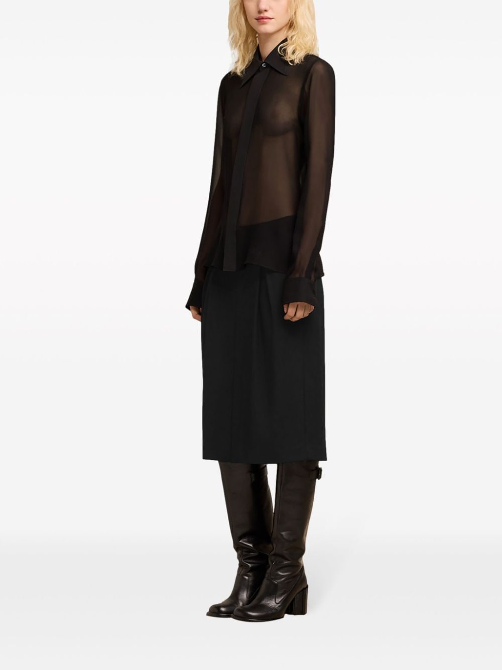 Shop Ami Alexandre Mattiussi Sheer Silk Shirt In Black