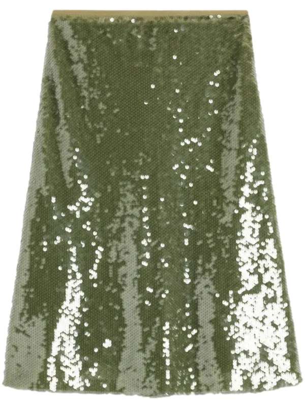 AMI Paris sequin embellished Midi Skirt Green FARFETCH TW