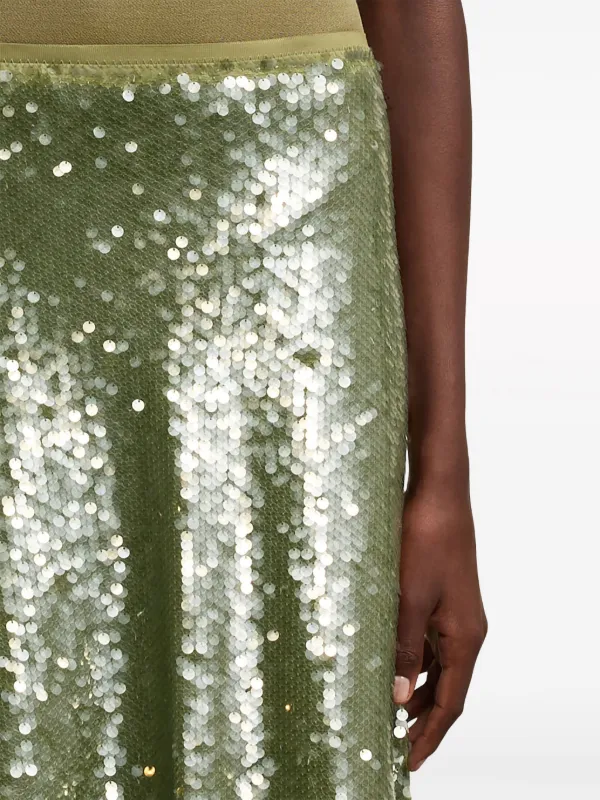 Green sequin embellished midi skirt best sale