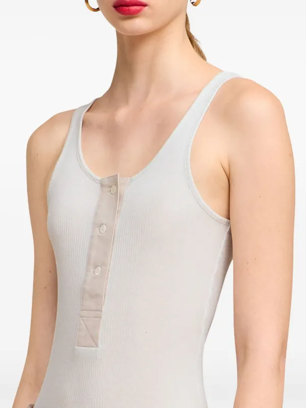 AMI Paris button-front cotton-rib Tank Top | Grey | FARFETCH