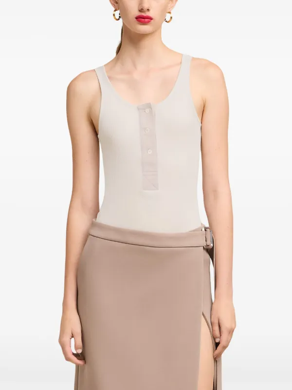 AMI Paris button-front cotton-rib Tank Top | Grey | FARFETCH