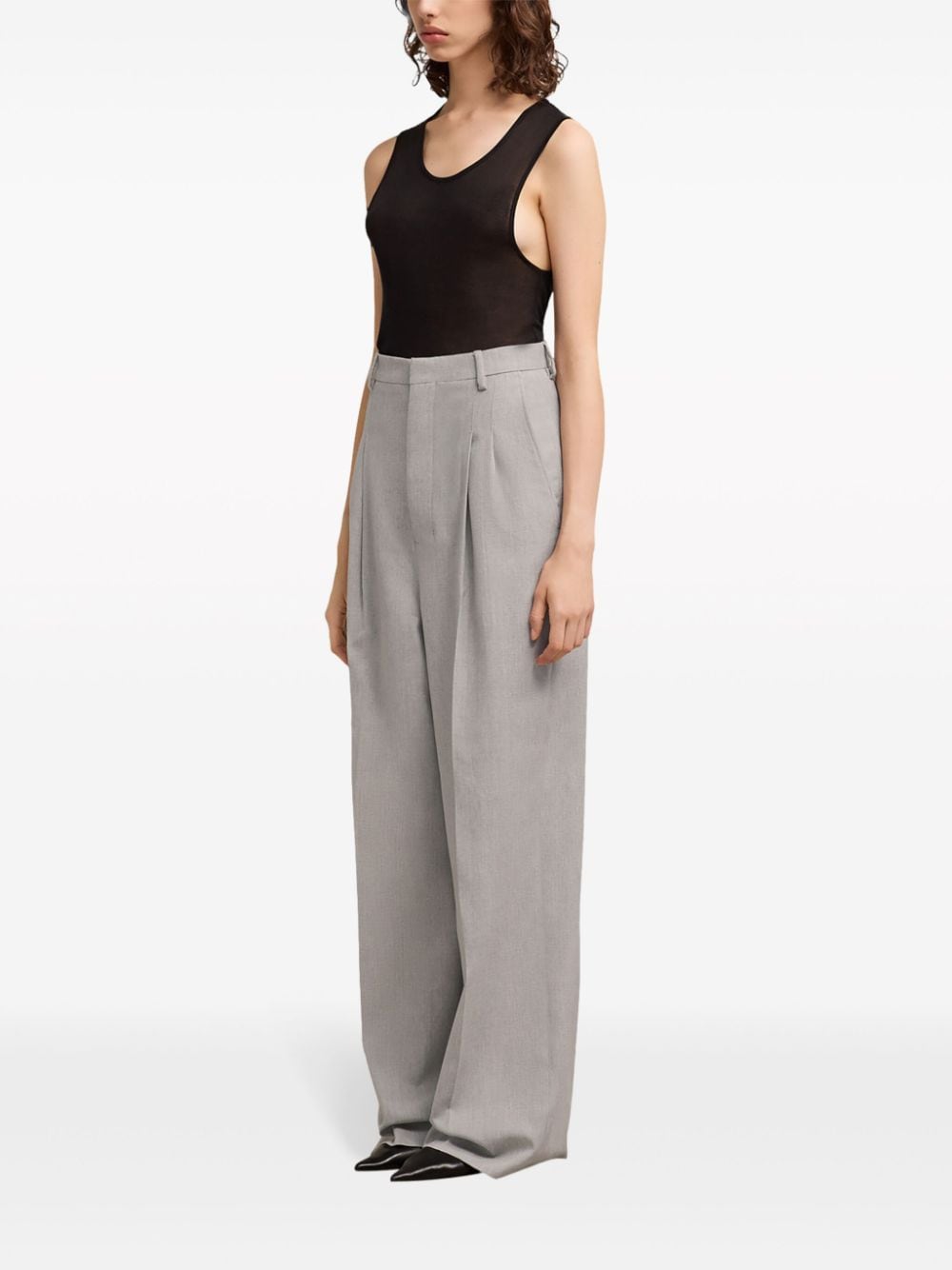 Shop Ami Alexandre Mattiussi Pleated Palazzo Pants In Grey