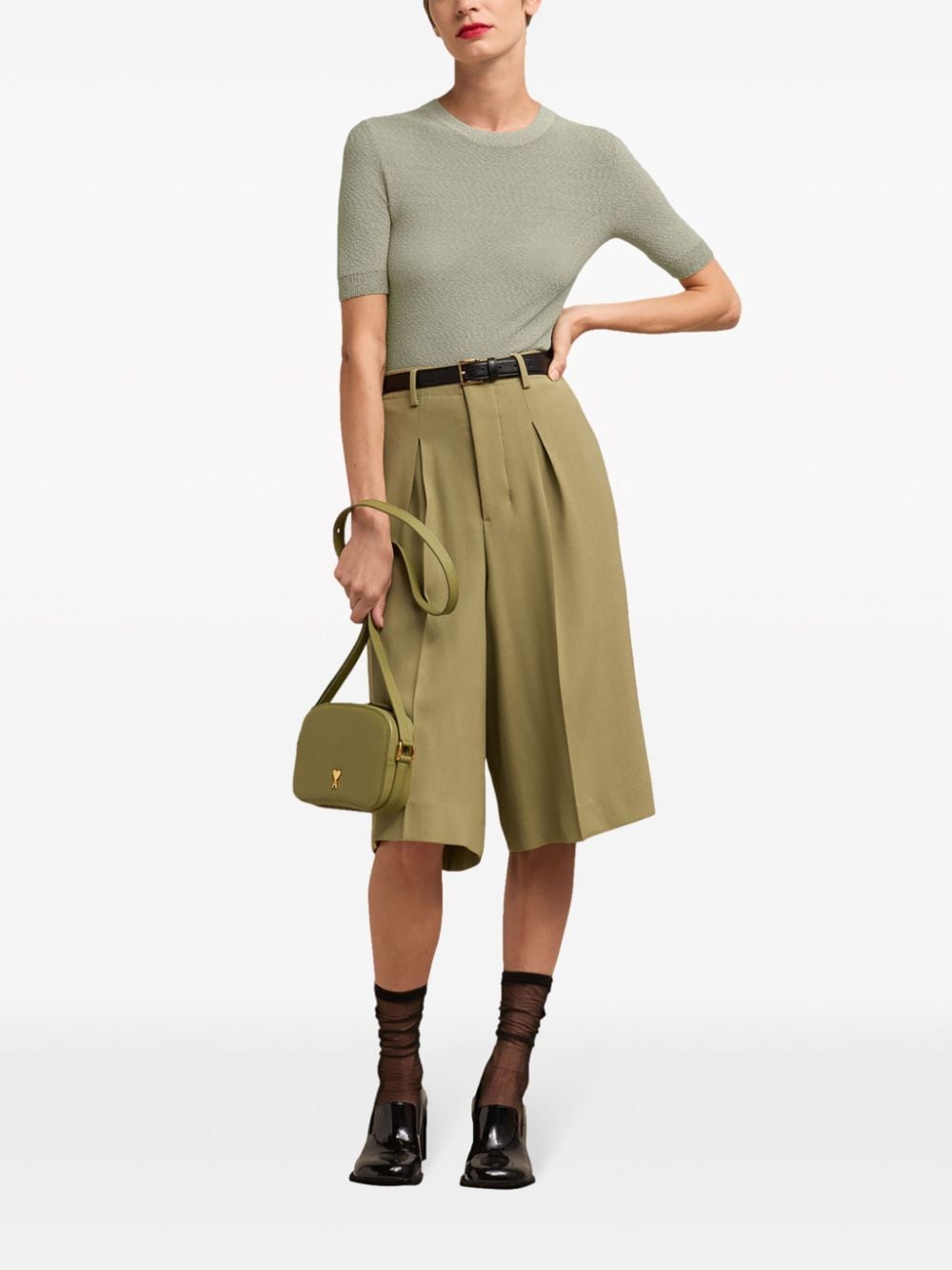 Shop Ami Alexandre Mattiussi Textured-knit Top In Green