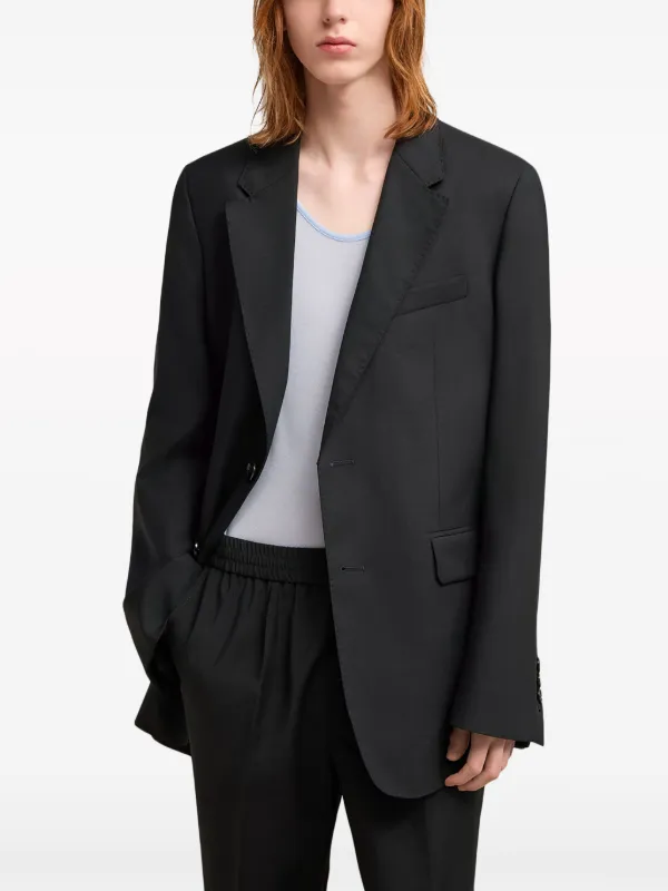 AMI PARIS シングルブレスト バージンウール ブレザー AMI Paris Ami De Coeur セーター | ブルー | FARFETCH JP