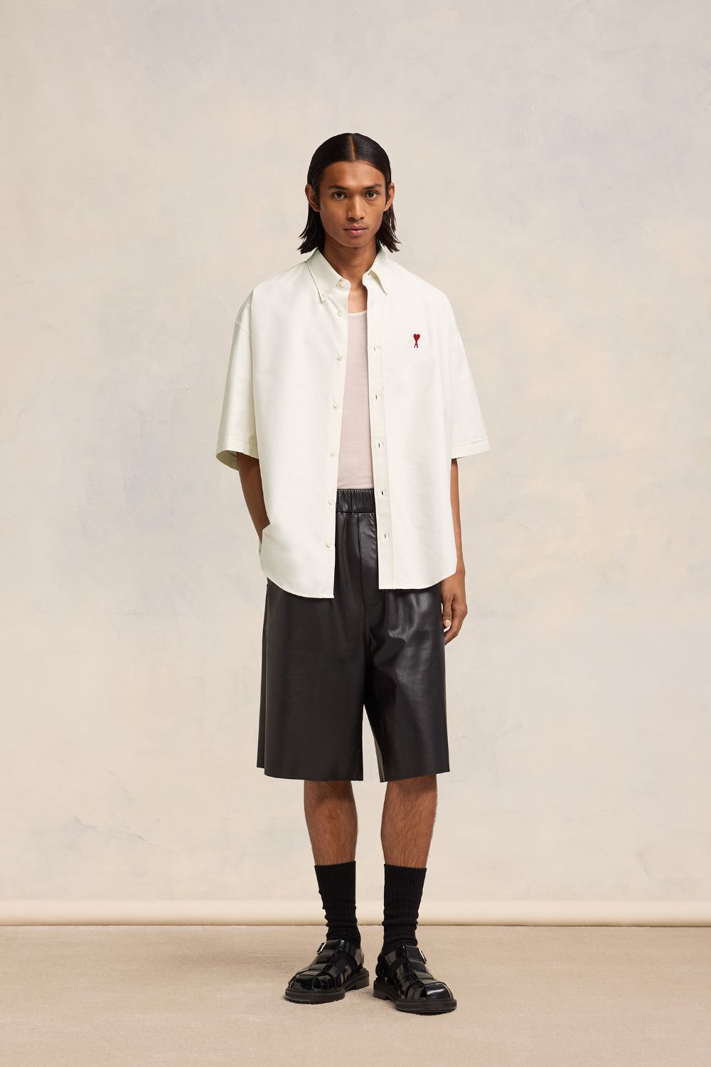 Shop Ami Alexandre Mattiussi Boxy Fit Short Sleeve Shirt White For Men