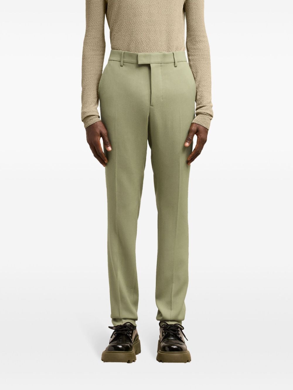 Shop Ami Alexandre Mattiussi Tailored Slim-fit Trousers In Green