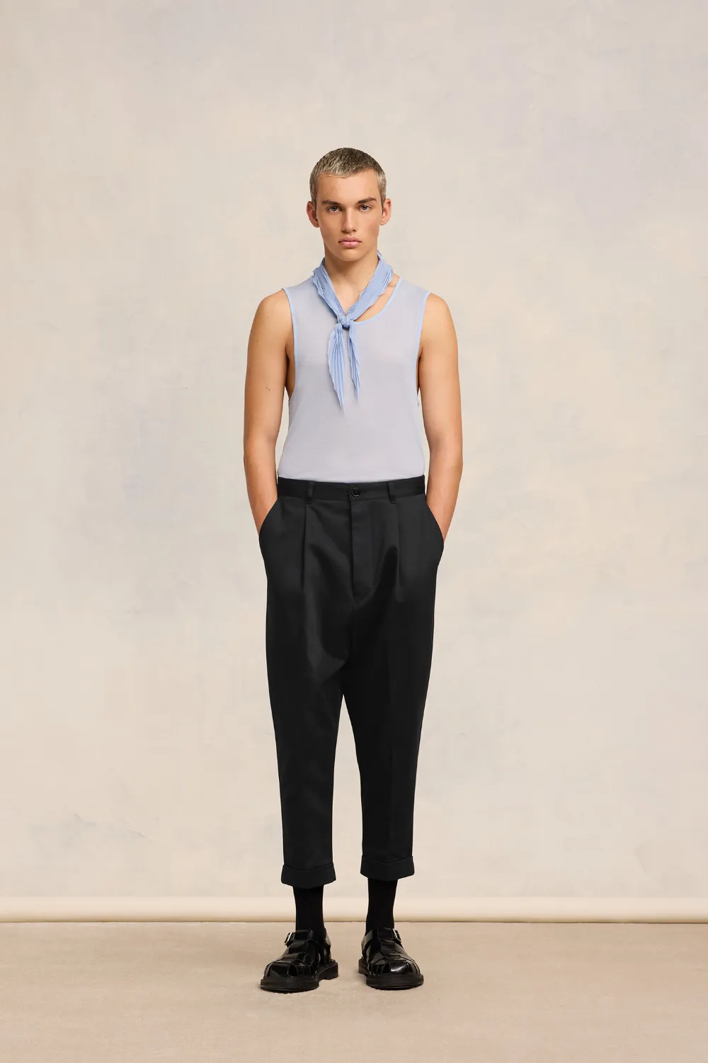 Shop Ami Alexandre Mattiussi Carrot Oversized Trousers Black For Men