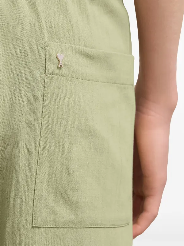 【関税込み】AMI Paris グリーン Ami de Coeur ラウンジパンツ AMI Paris Ami De Coeur-plaque Cotton Trousers | Green | FARFETCH