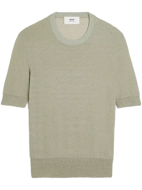 AMI Paris textured round-neck knitted top