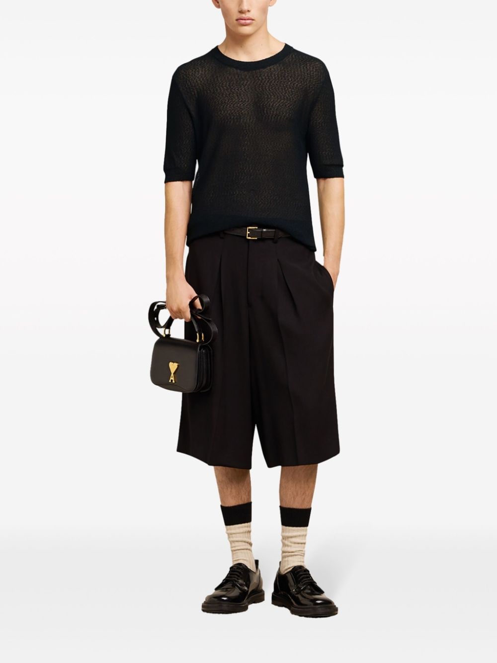 Shop Ami Alexandre Mattiussi Semi-sheer T-shirt In Black