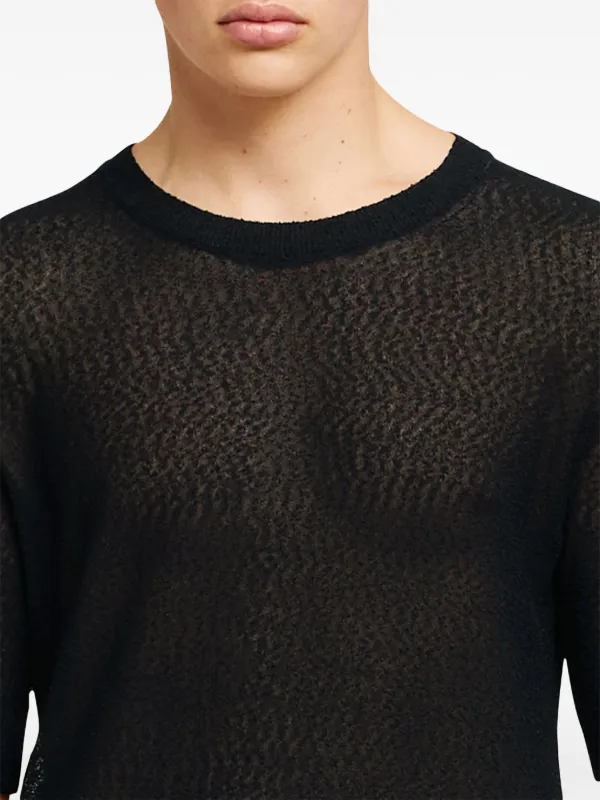 Tシャツ・カットソー AMI PARIS SS25 Black acetate blend shirt (FSH020AC0014 001) AMI Paris semi-sheer T-shirt | Black | FARFETCH
