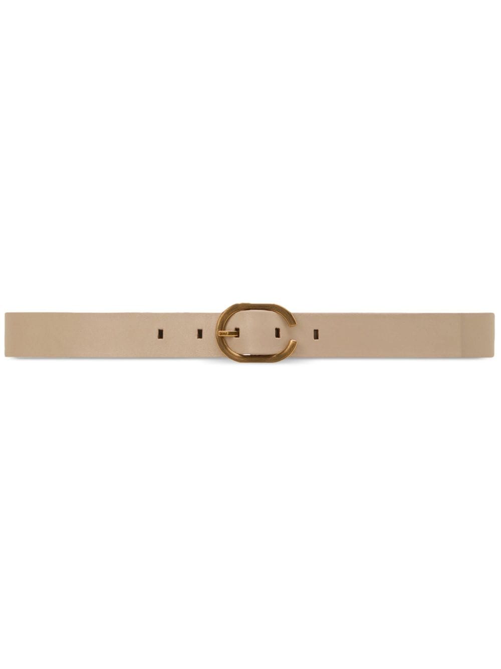 AMI Paris Leren riem met ovalen gesp Beige