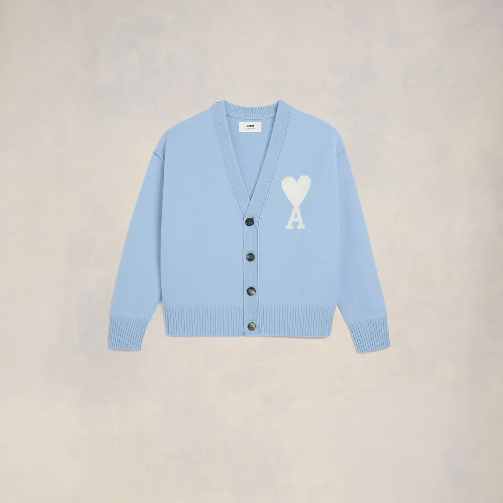 Off White Ami de Coeur Cardigan Blue Unisex - XS - AMI Paris