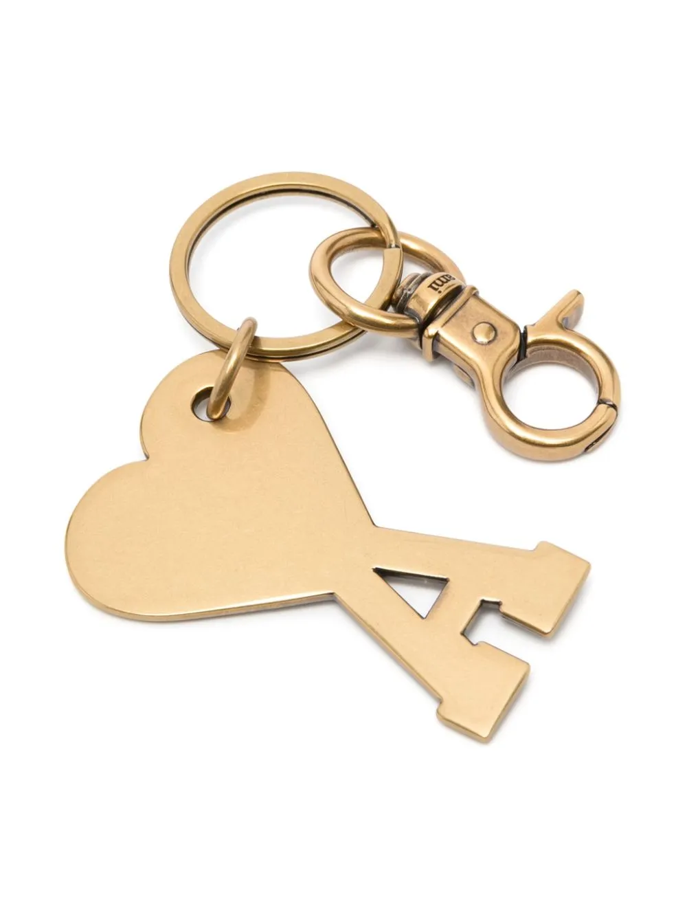 Shop Ami Alexandre Mattiussi Ami-de-coeur-motif Keyring In 907 Vibrated Brass