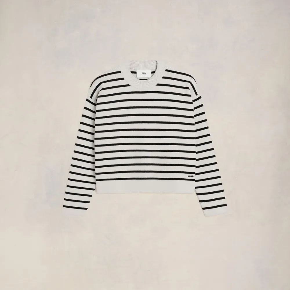 Ami Embroidery Sailor Crewneck Sweater White Unisex - XS - AMI Paris