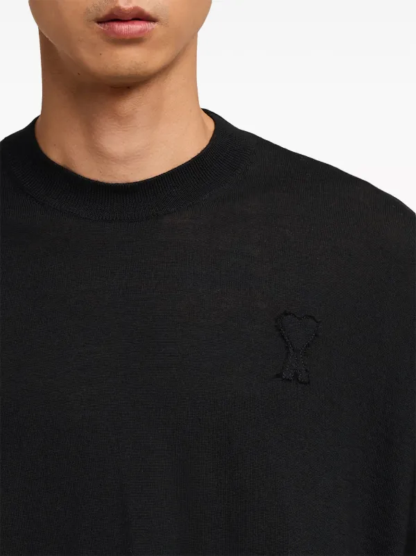 【関税&送料込】Ami Paris Black Ami De Coeur Wool Jumper Black Wool Jumper | Ami De Coeur | AMI PARIS US