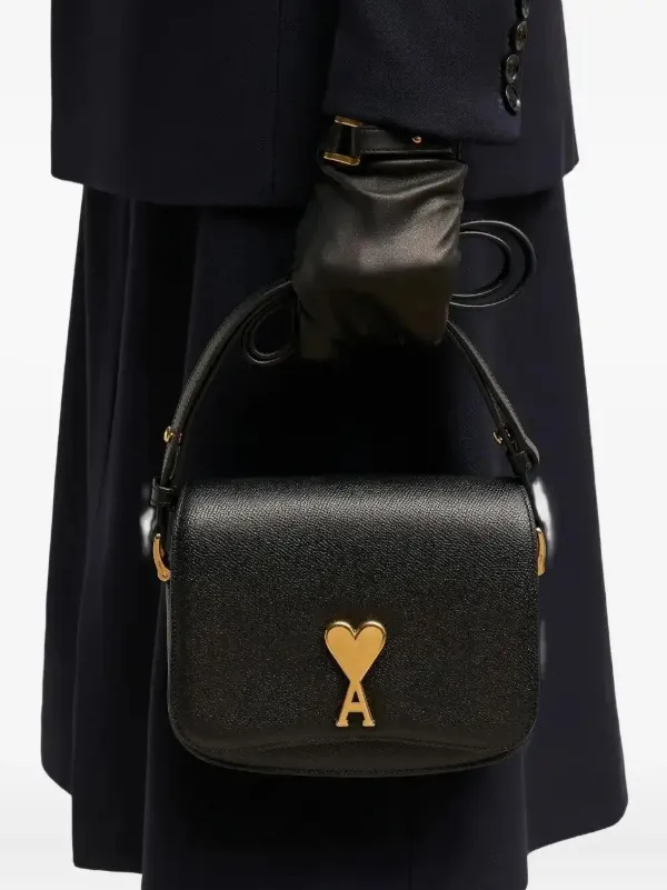 AMI PARIS ブラック レザートートバッグ ショルダーバッグ BLACK Midi Tote Bag | AMI PARIS