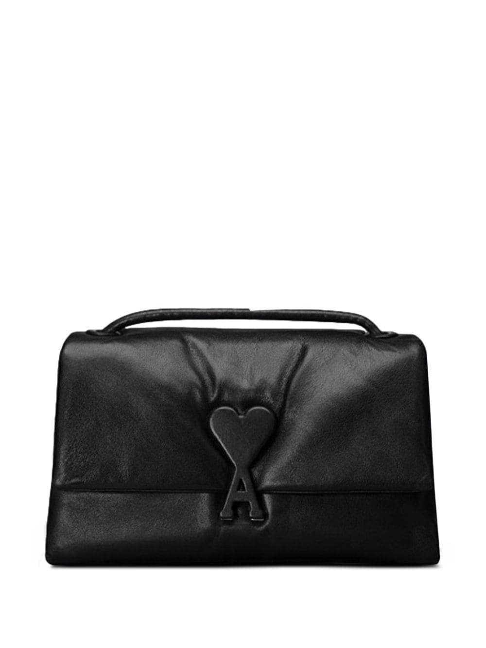 Shop Ami Alexandre Mattiussi Voulez-vous Leather Shoulder Bag In Black