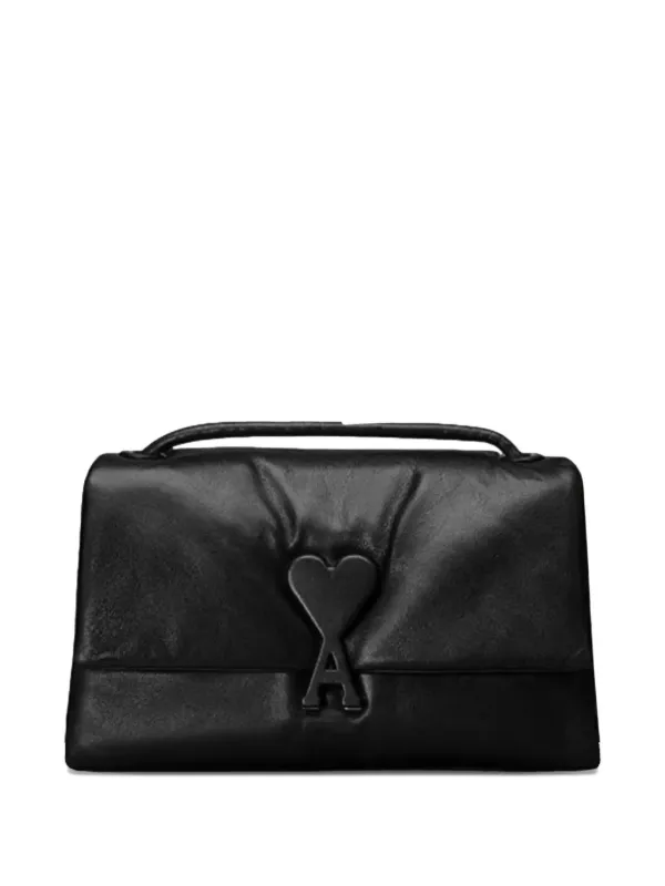 Black Leather Shoulder Bag Paris Paris | AMI PARIS