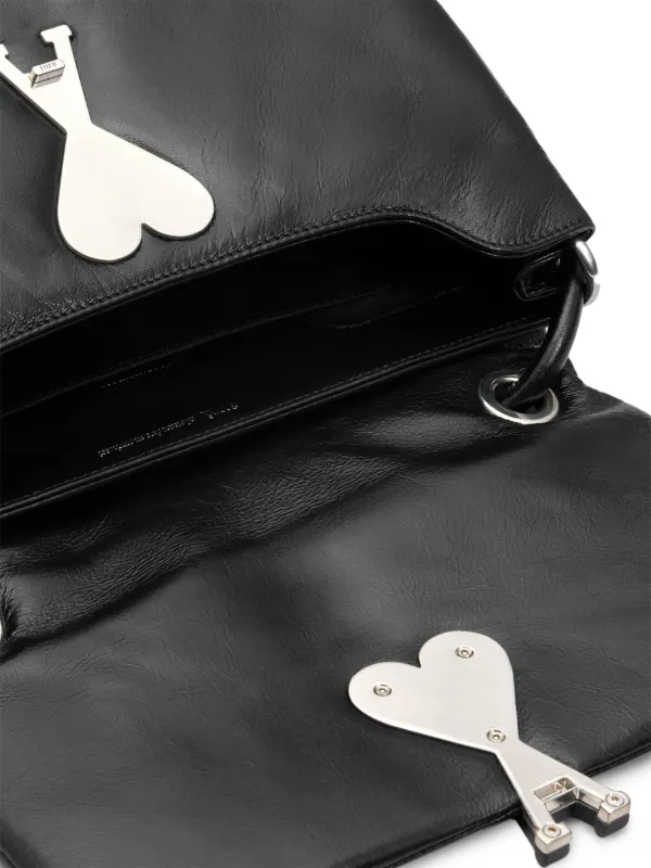 AMI Paris Voulez-Vous Leather Shoulder Bag | Black | FARFETCH