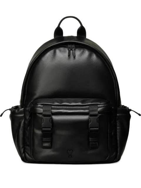 AMI Paris logo-plaque leather backpack