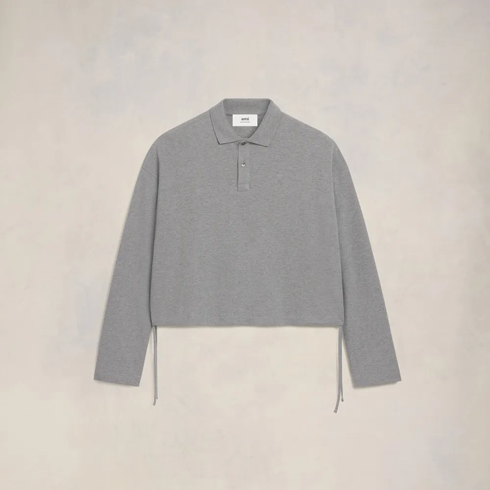 Ami De Coeur Cropped Polo Grey Unisex - XS - AMI Paris