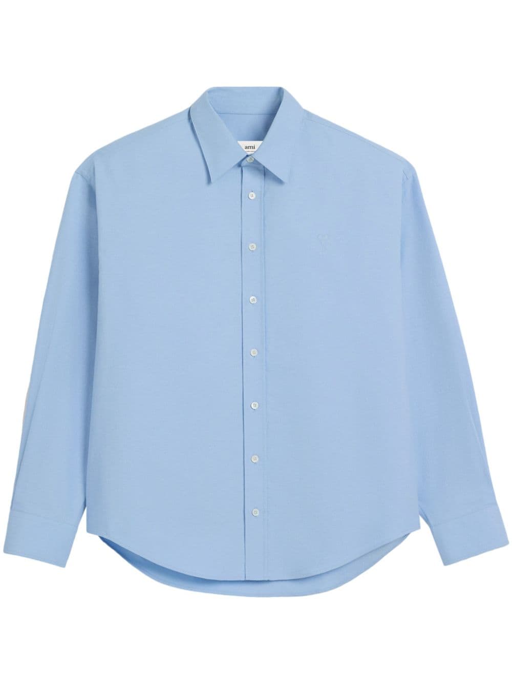 Ami Alexandre Mattiussi Embroidered-logo Cotton Shirt In Blue
