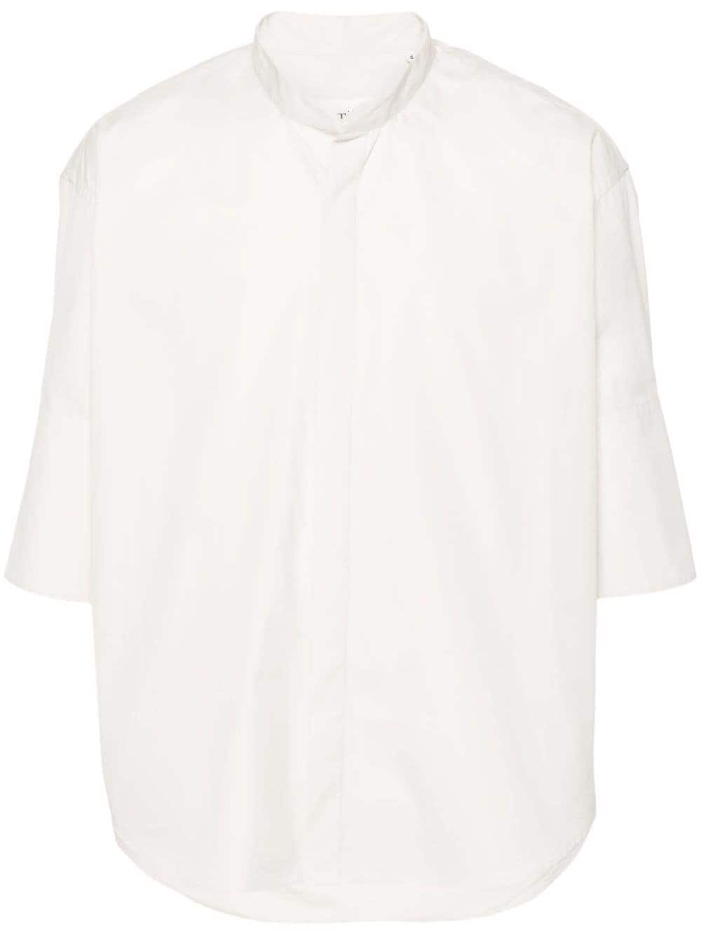 Shop Ami Alexandre Mattiussi Band-collar Cotton Shirt In 193 Chalk