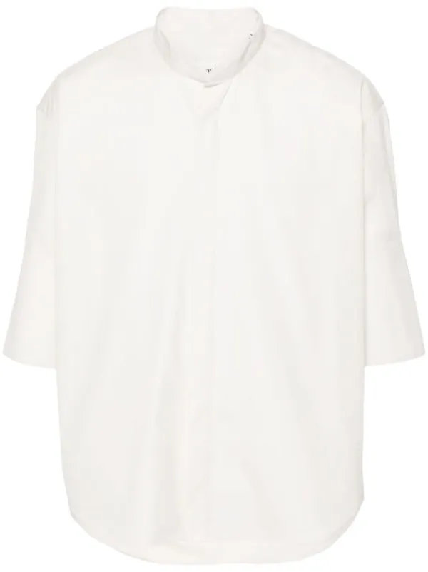 Ami Paris Band-collar Cotton Shirt in White