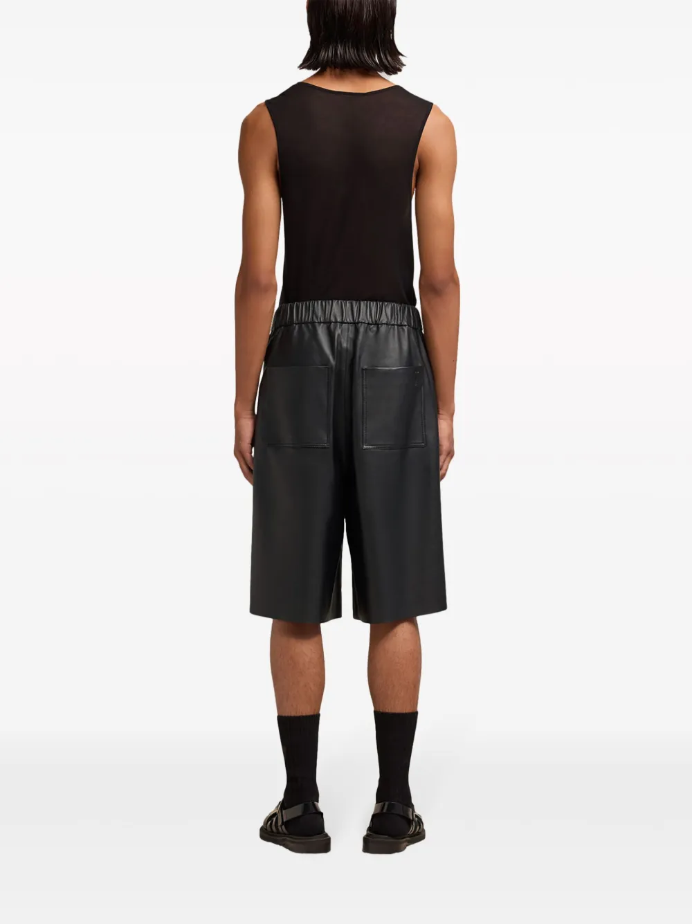 Shop Ami Alexandre Mattiussi Knee-length Leather Shorts In Black