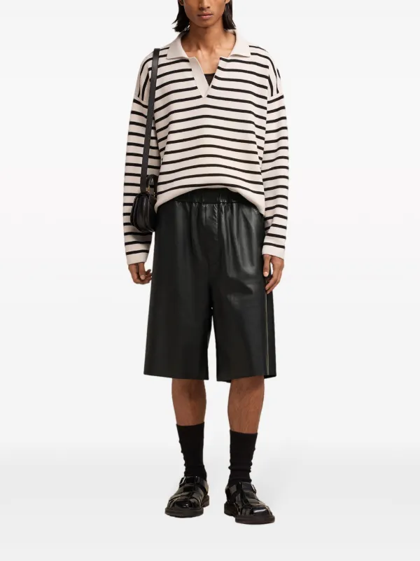 AMI Paris レザー ハーフパンツ | ブラック | FARFETCH JP